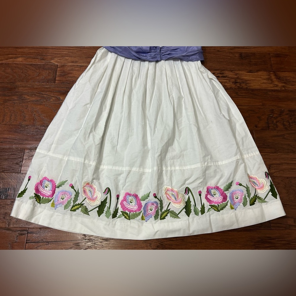 VTG Clues Midi Dress Sz 8 White Floral Embroidered Cottagecore Garden Tea‎ Party - Picture 7 of 16